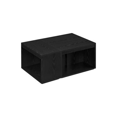 Lot de 3 tables basses avec rangement, noir ébène, 30 x 60 x 40 cm