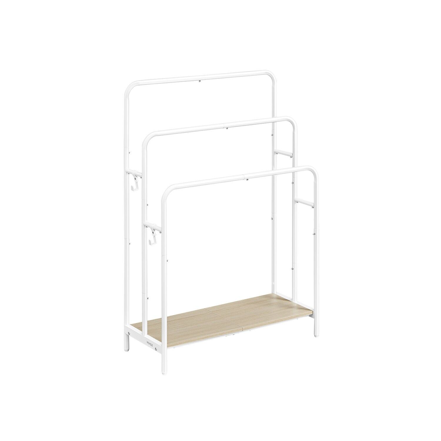 Towel holder with 3 rods, cloud white-natural beige, 70 x 30 x 100 cm
