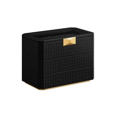 Collection RONNE - Coffret montre 3 niveaux encre noire, 16.3 x 27.3 x 20.5cmm