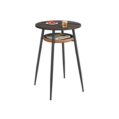 Table de bar de la collection EKHO avec espace de rangement, brun cendré-brun caramel, 70 x 70 x 91 cm (P x L x H) Dimensions du plateau : 60 cm