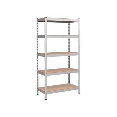 Sturdy shelving unit with 5 shelves, 45 x 90 x 180 cm, silver