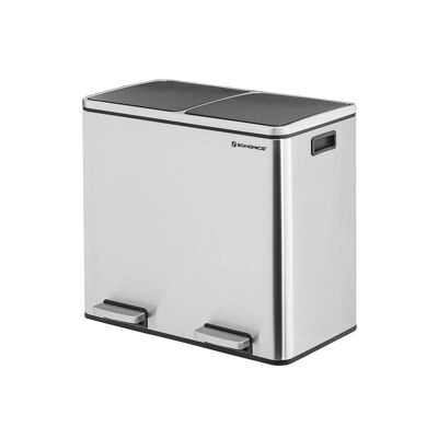 Poubelle 48 litres (2 x 24 L), 58,5 x 32 x 54,5 cm (L x l x H) Hauteur totale (avec couvercle ouvert) : 83 cm