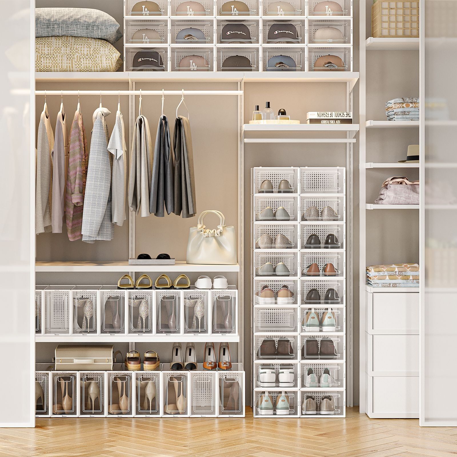 Shoe boxes, set of 12, plastic shoe organizer, 33.3 x 23 x 14 cm (L x W x H) Internal dimensions per box: 30 x 22.5  x 13.5cm s