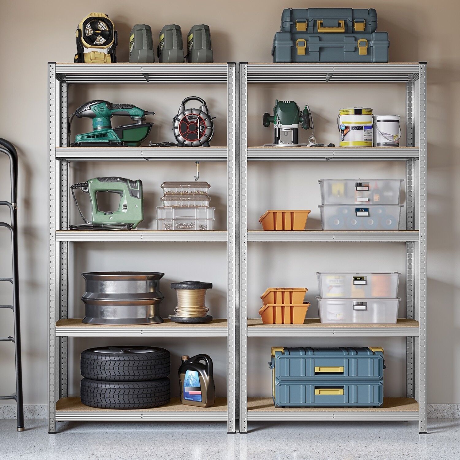 Heavy duty shelving, storage shelving, 50 x 100 x 200 cm, basement shelving