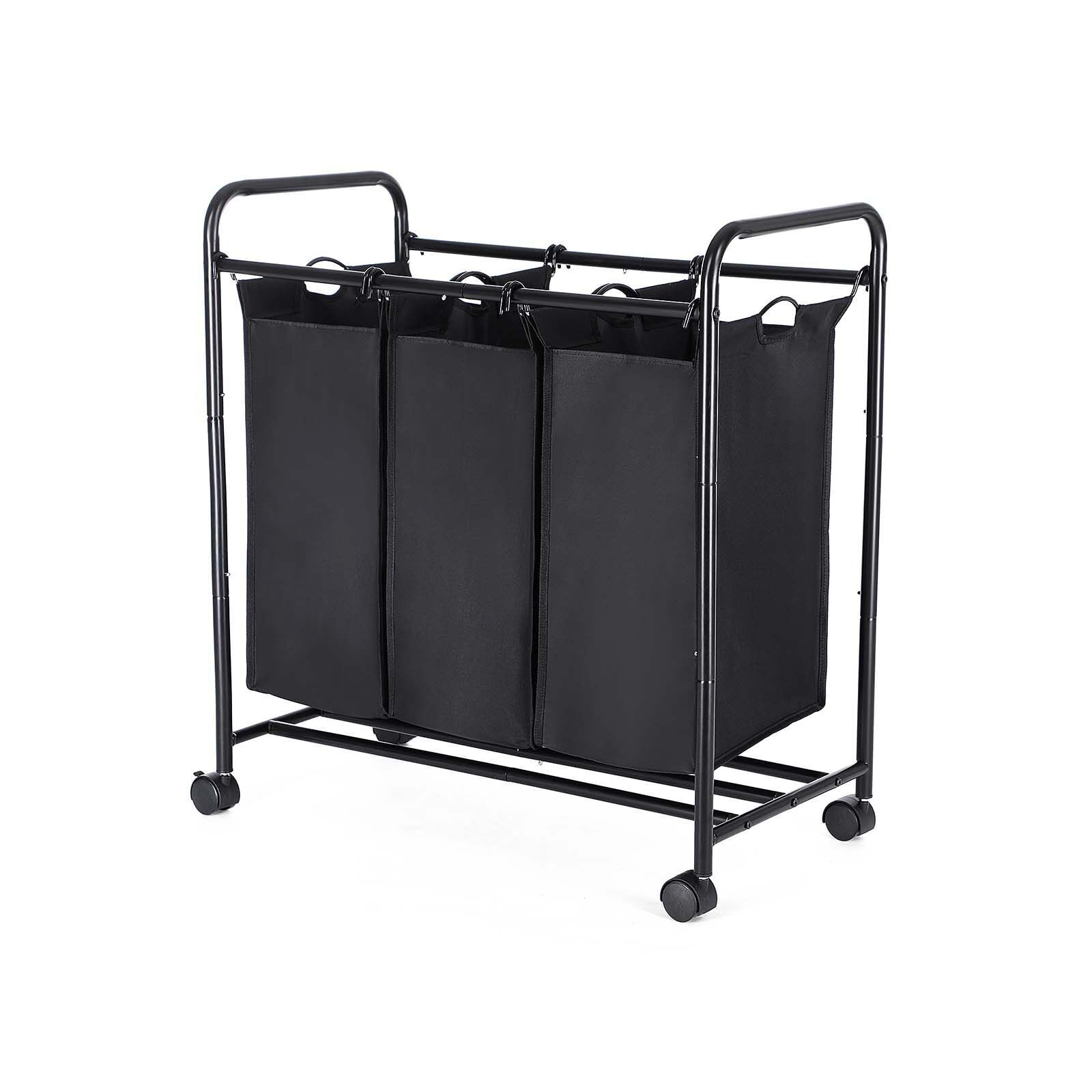 Laundry basket 3 x 44 L black, 77 x 81.5 x 41 cm (W x H x D) - Bag dimensions: 34 x 55 x 24 cm