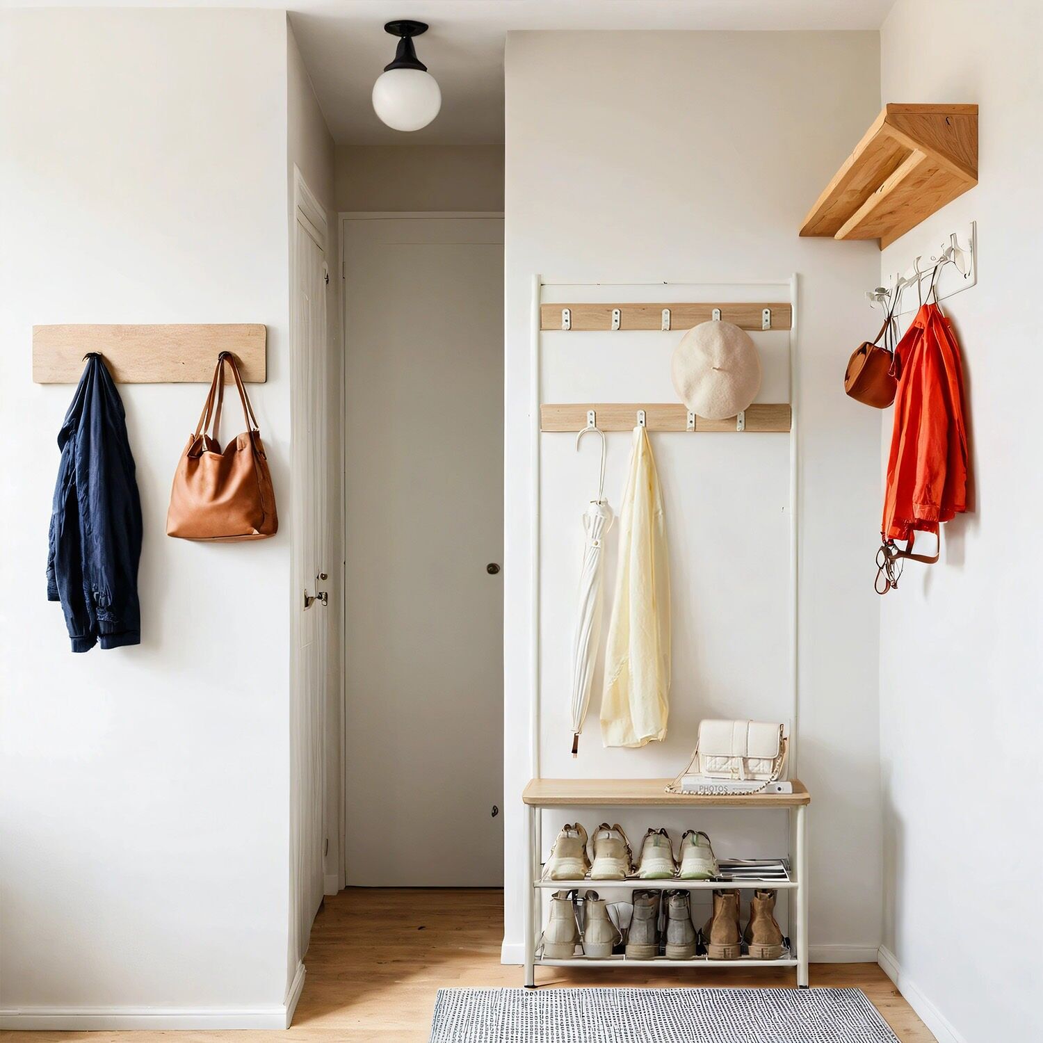 coat rack, wardrobe, clothes rack, 32 x 70 x 175 cm (D x W x H) - Seat: 32 x 70 cm