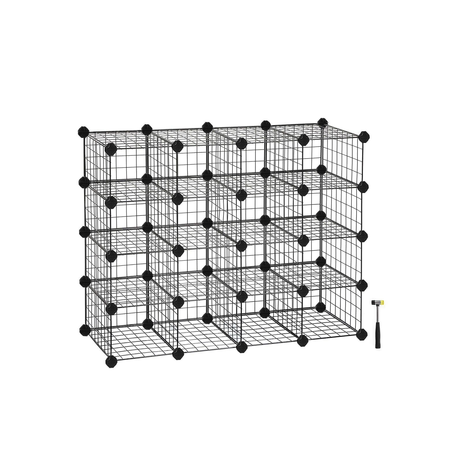 Boltless shelf with 15 grid compartments, black, 91 x 36 x 71 cm