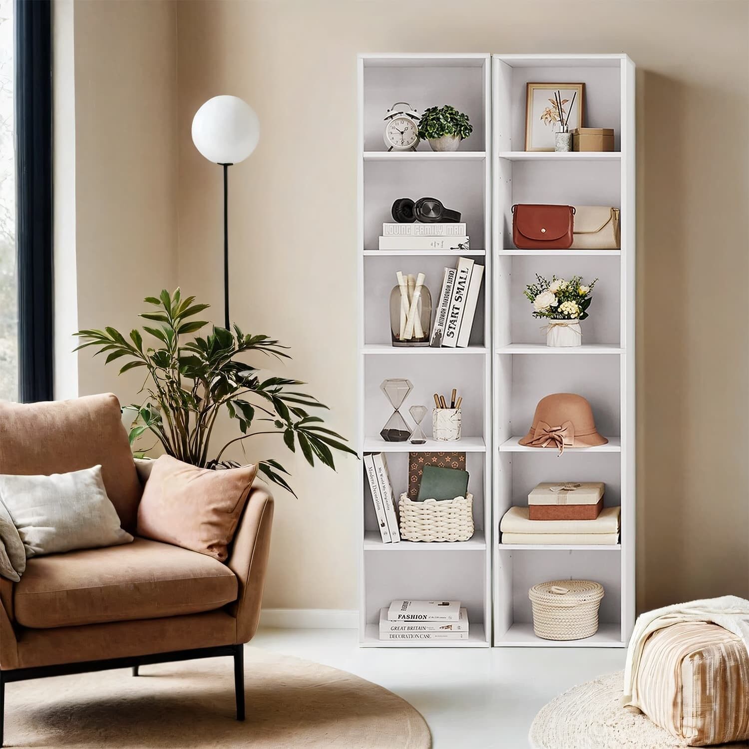 6-tier bookcase, Scandinavian-style standing shelf for the living room, 40 x 24 x 178.5 cm
