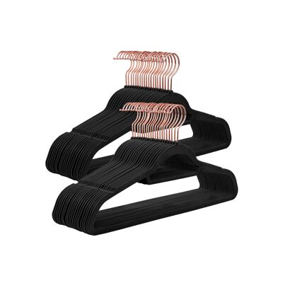 Colgantes de terciopelo 50 piezas negro-oro rosa, 45 x 0,6 x 23,5 cm