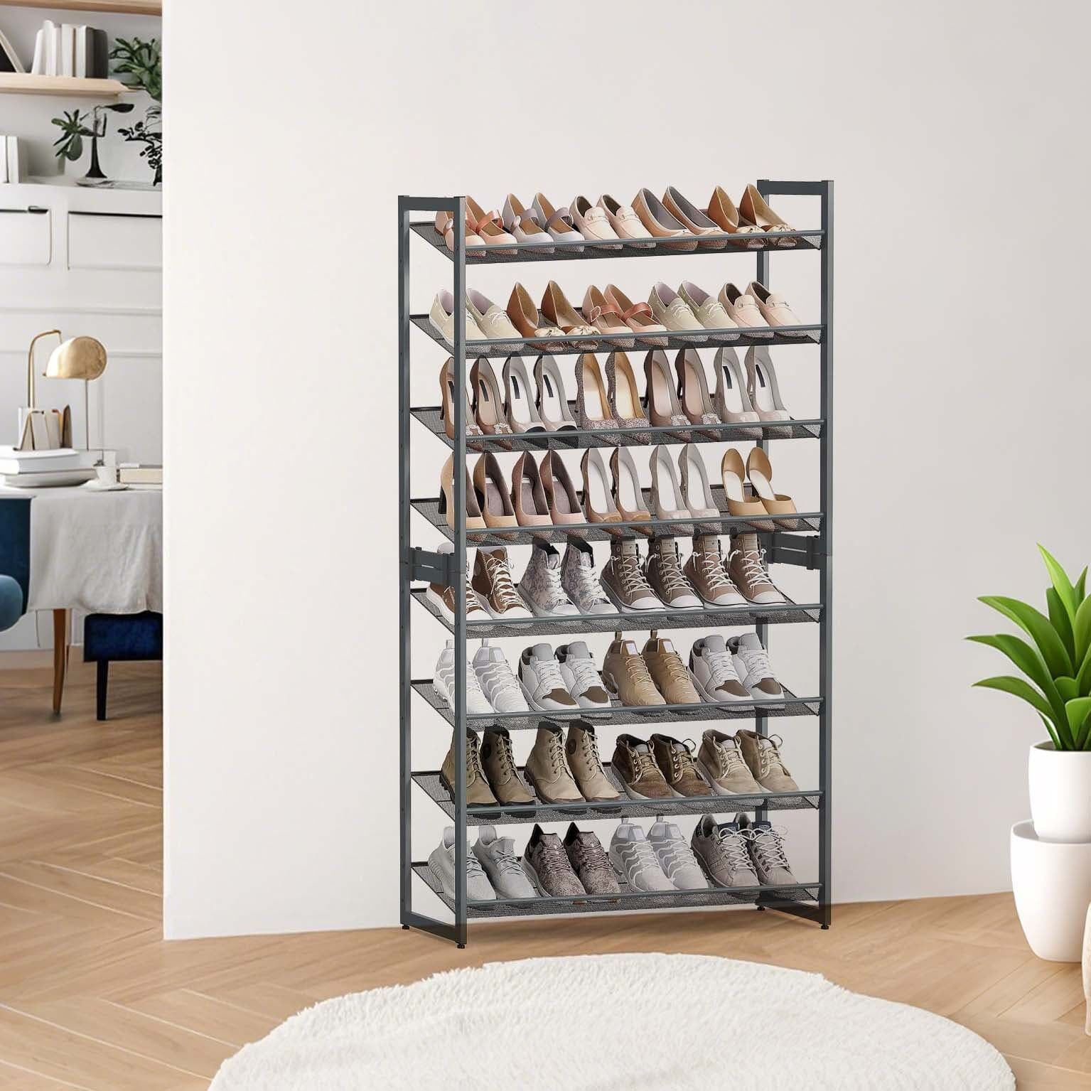 8-tier shoe rack, shoe organizer, 2 stackable shelves with 4 tiers, 92.5x30.7 x 163.5cm s
