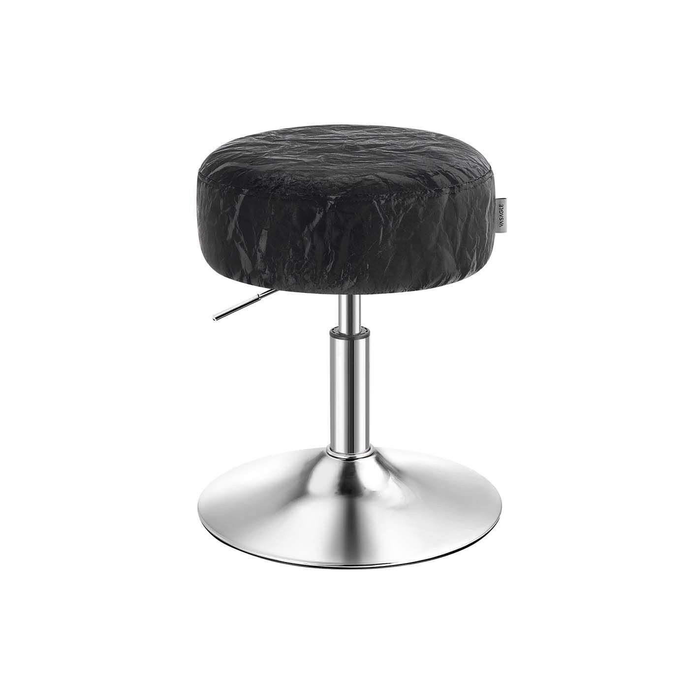 Height-adjustable and 360° rotatable make-up stool in ink black