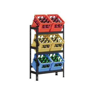 Estante para bebidas de acero con 3 niveles, color negro azabache, 32 x 70 x 125.4cm
