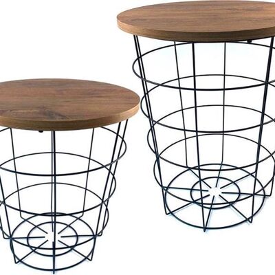 Side table -/and wire basket with lid