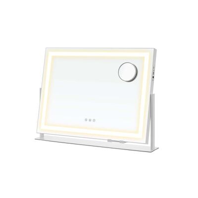 Miroir de maquillage avec éclairage tactile, blanc mat, 10 x 62.5 x 45.8 cm (P x L x H) Dimensions du miroir : 58 x 43 cm