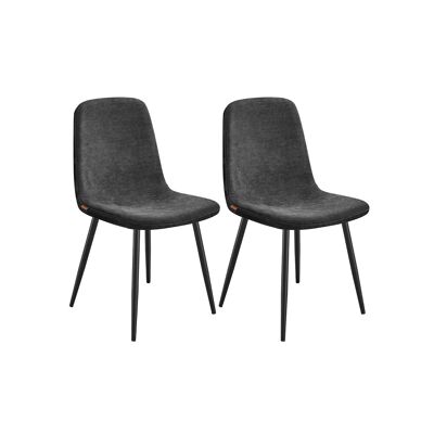 Juego de 2 sillas de comedor en tejido chenilla, color gris pizarra, 55x43.5 x 85. 5 cm