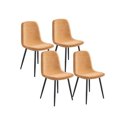 Set di 4 sedie da pranzo in tessuto ciniglia color caramello, 55 x 43.5 x 85.5CM