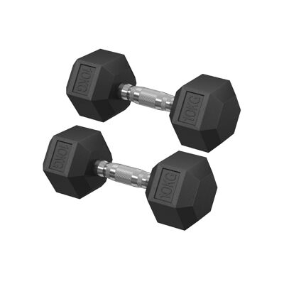 Set di 2 manubri, peso totale 20 kg, nero inchiostro, 31 x 13.5 x 11 centimetri