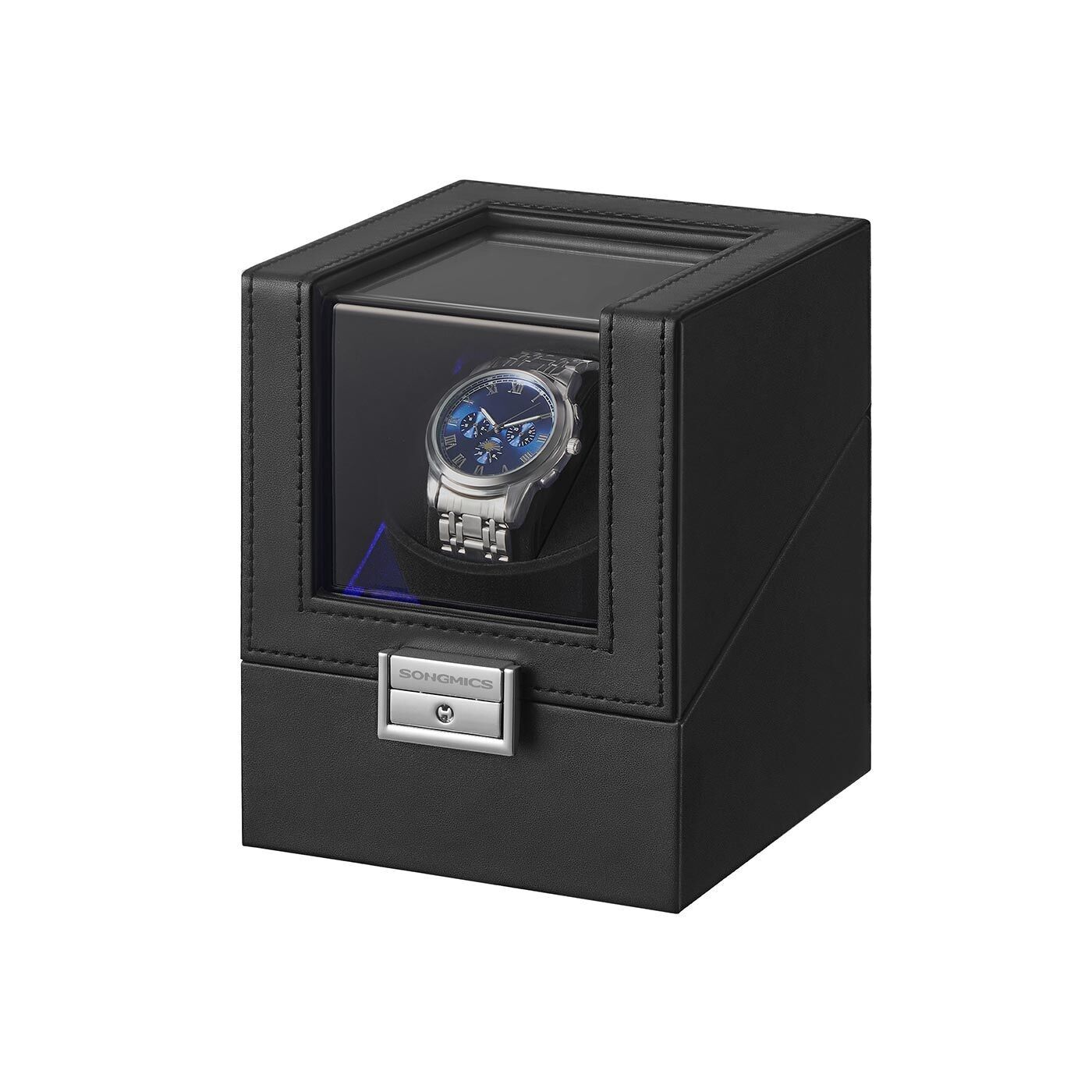 Remontoir de montre avec lumière LED et verrouillage pour montres automatiques, 12.2 x 12.9 x 15.9 cm