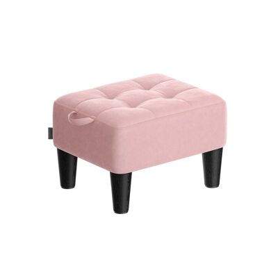 Tabouret en velours avec revêtement épais en rose pastel et noir encre, 40 x 32 x 26 cm