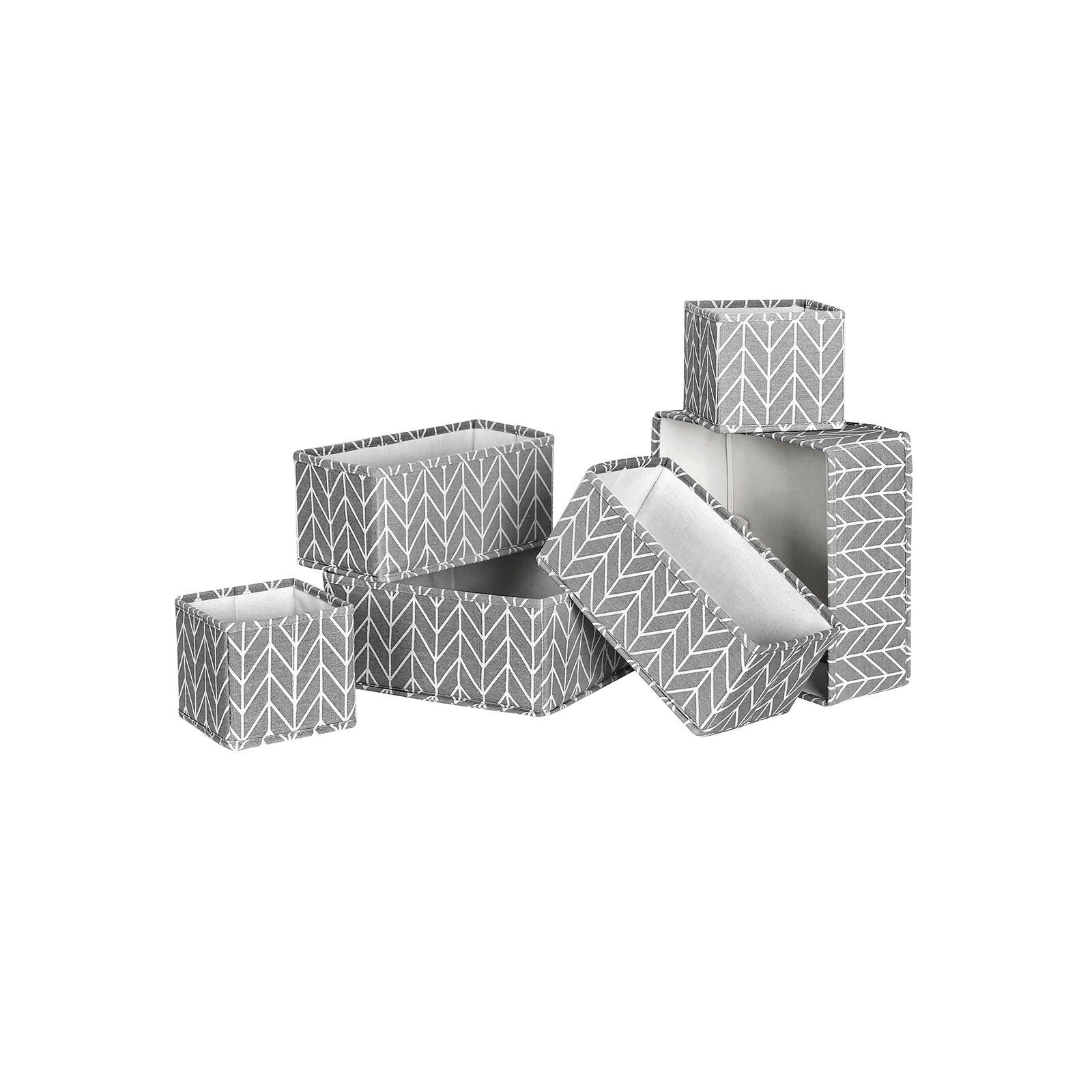 Underwear storage boxes, 28 x 28 x 13 cm (L x W x H) Medium boxes: 28 x 14 x 13 cm (L x W x H) Small boxes: 14 x 14 x 13 cm