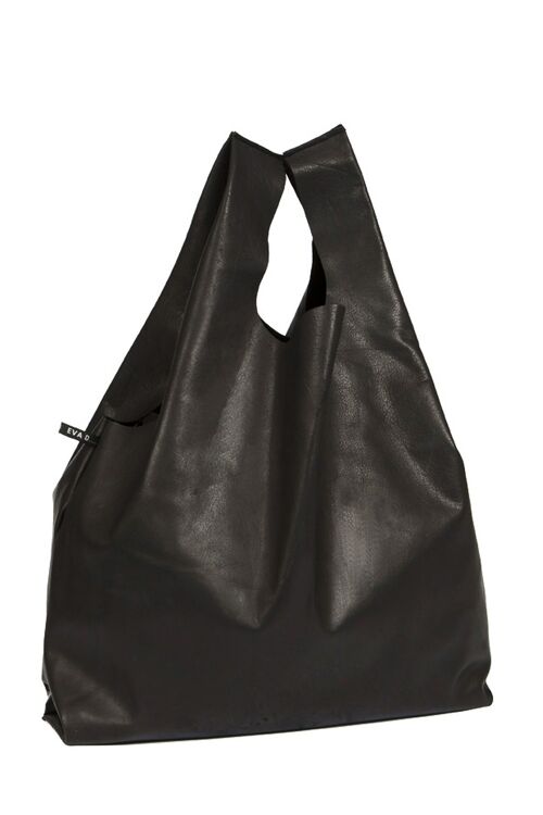 Leather shopper ‘Hempbag’ Black
