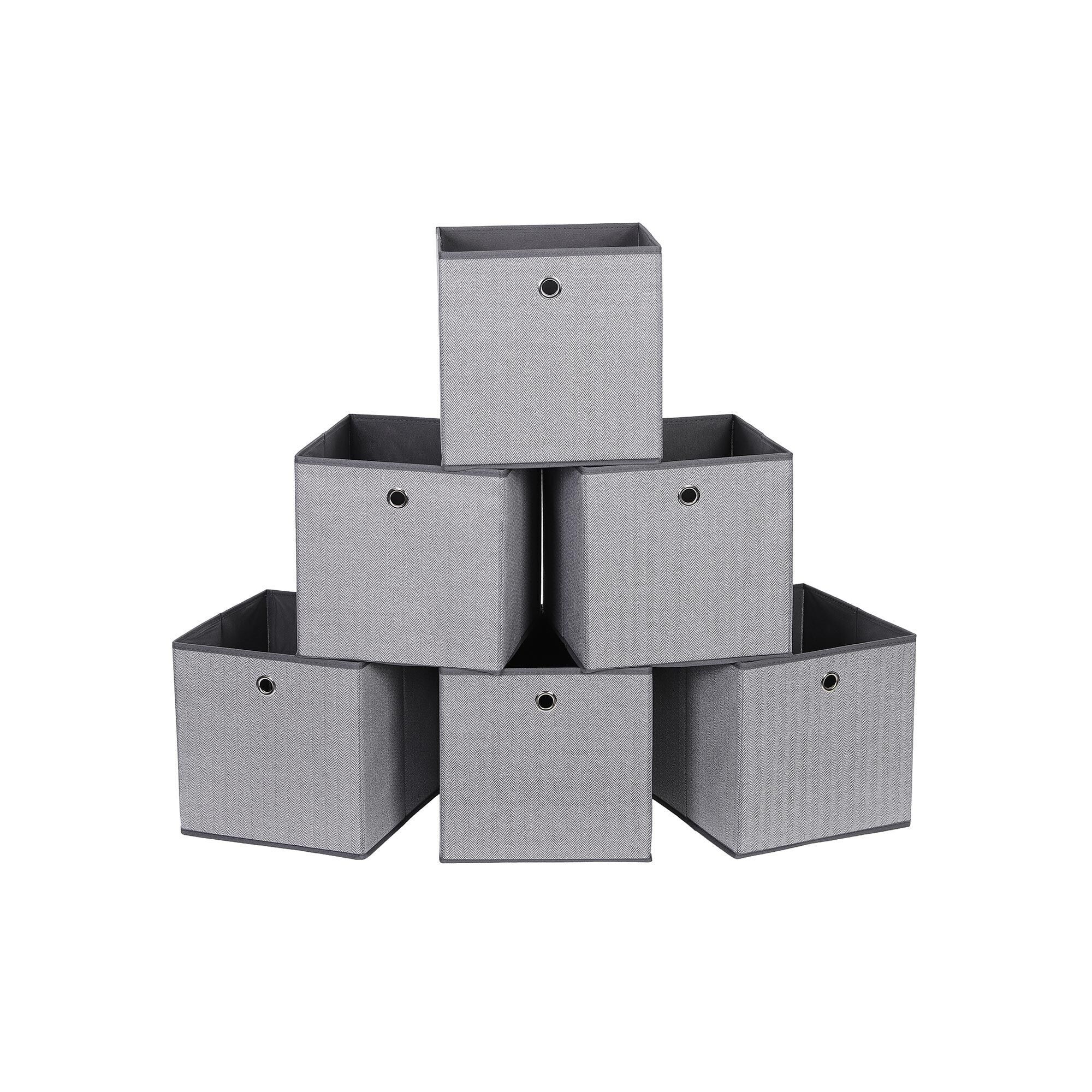 Storage boxes set of 6 dark gray, 30 x 30 x 30 cm