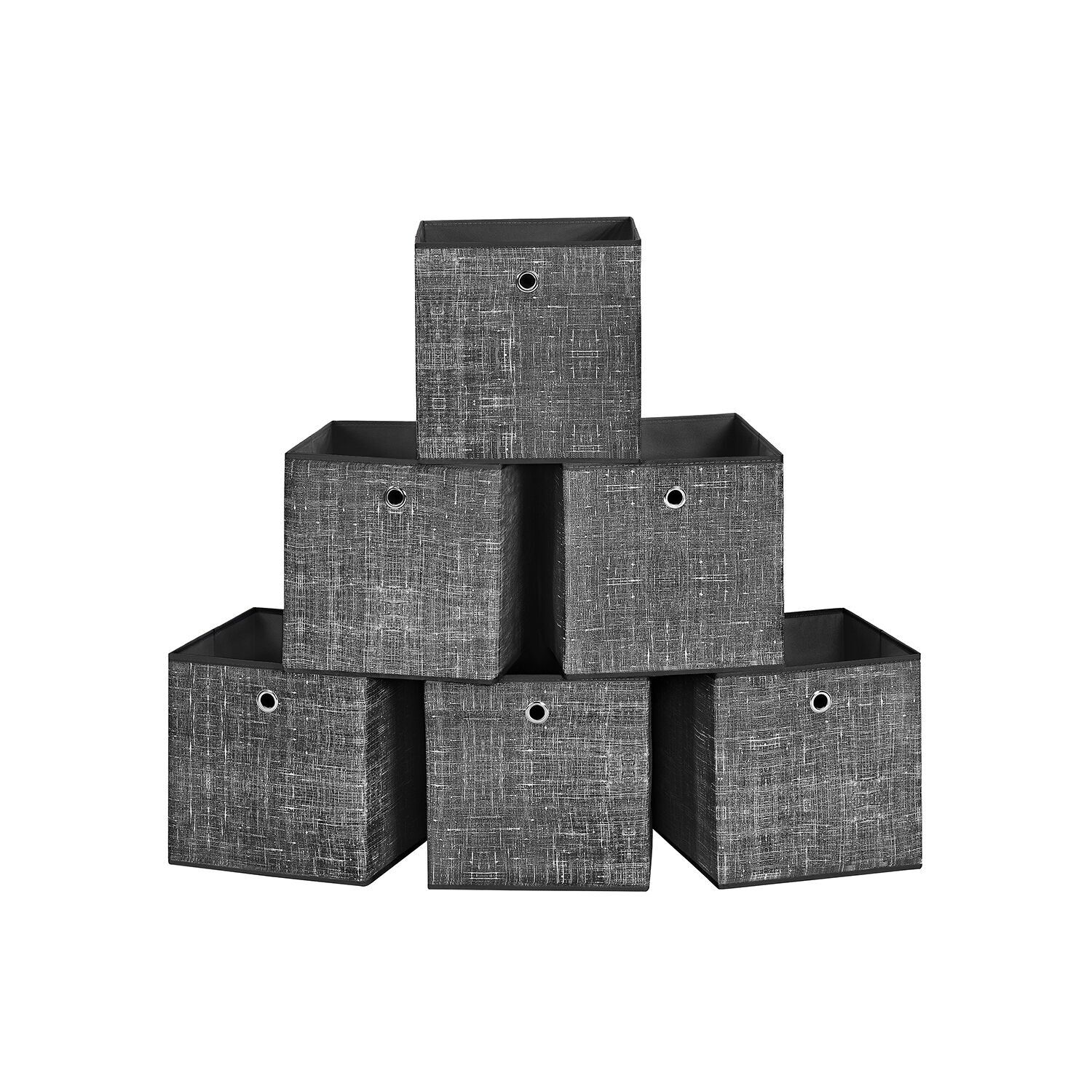 Storage boxes set of 6 black, 30 x 30 x 30 cm