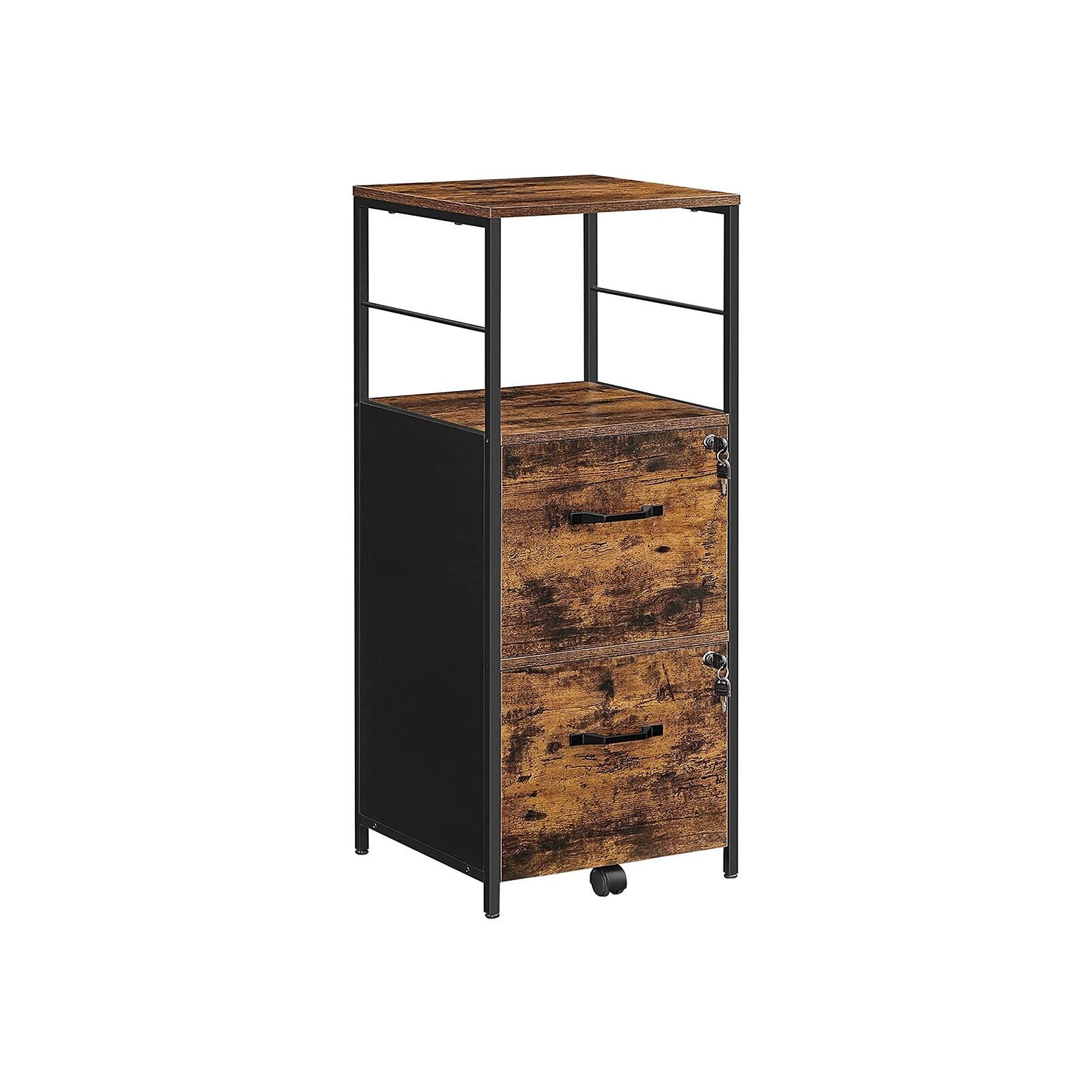 Mobile container with 2 drawers, 41 x 40.2 x 107.9 cm (L x W x H) - Open compartment height: 33 cm - Drawer internal dimensions: 32.6 x 33.8 x 28.3 cm