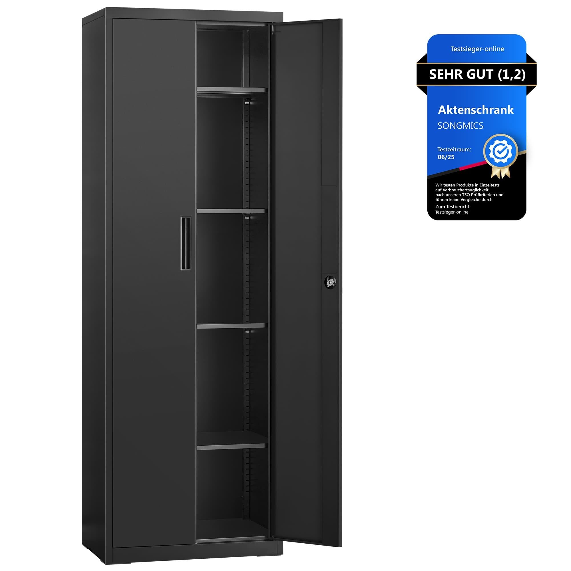 5-tier filing cabinet, 40 x 60 x 180 cm, matt black