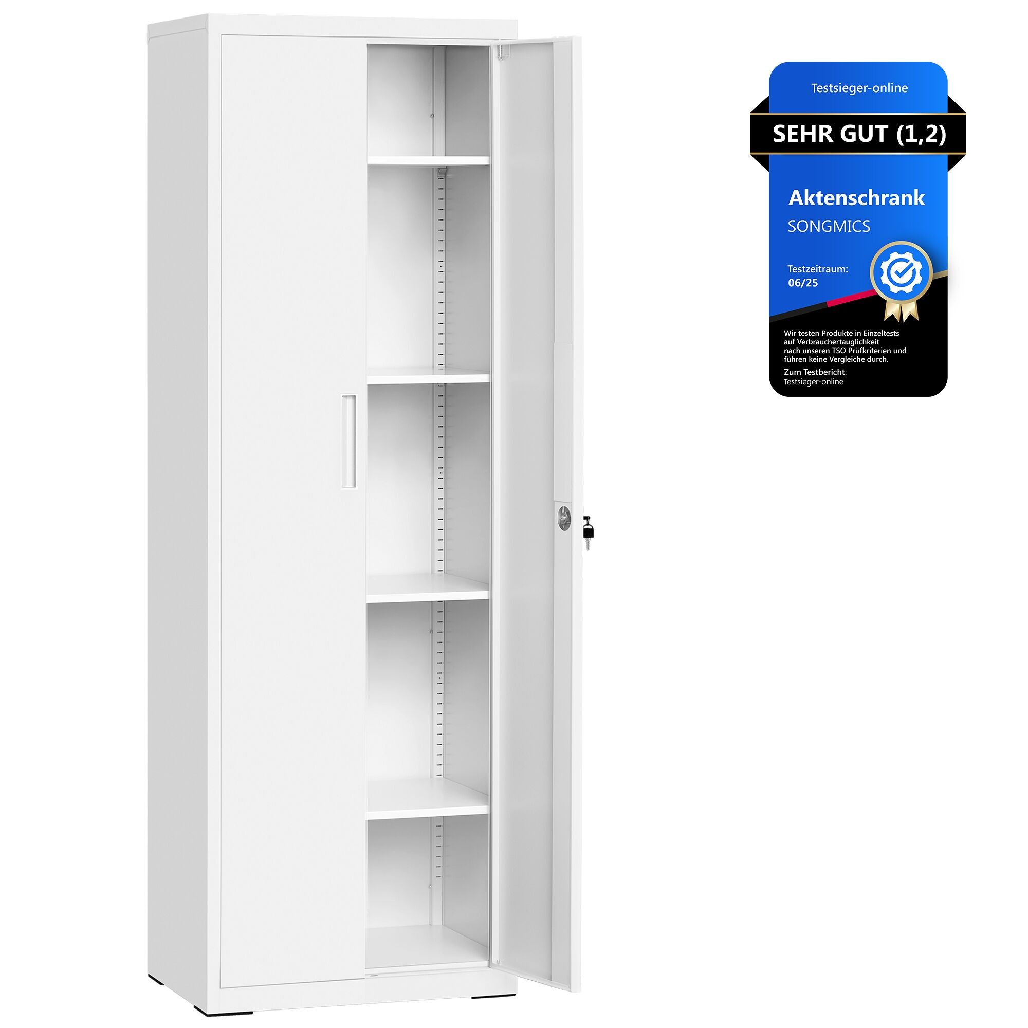5-tier filing cabinet, 40 x 60 x 180 cm, matt white