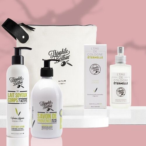 Trousse cadeau 3 soins - Savon de Provence, Lait corps et Eau de Cologne parfum Verveine Agrumes