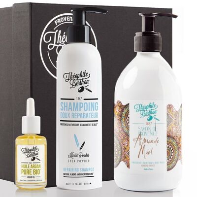 Gift box Beauty Ritual 3 treatments - Argan Oil, Honey Almond Soap and Gentle Shea Shampoo