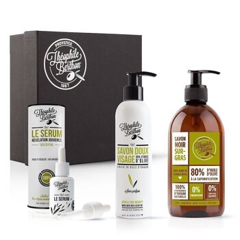 Coffret 100 % Nature 3 soins - Savon Noir corps, Savon doux visage et Sérum visage 7