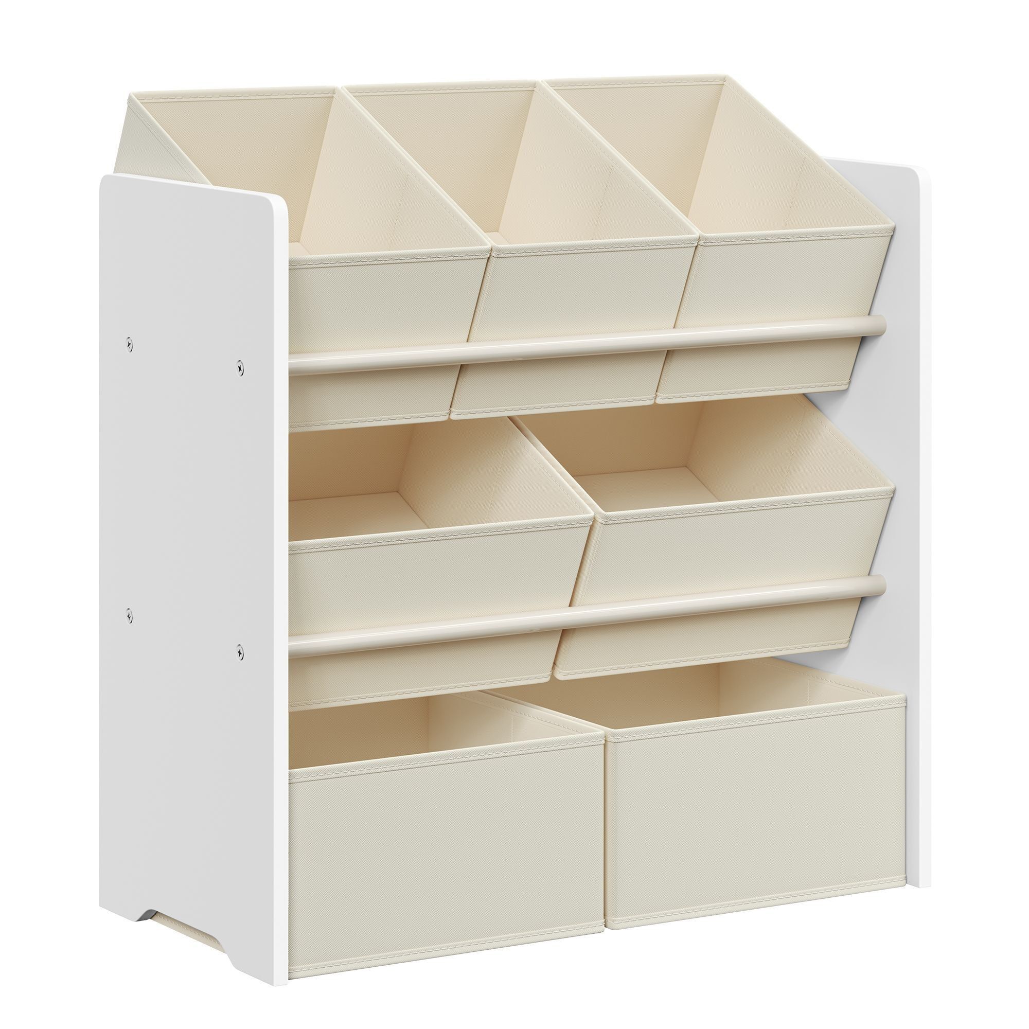 Children's shelf with 7 storage compartments made of non-woven fabric, cloud white, 29.5 x 62.5 x 60 cm