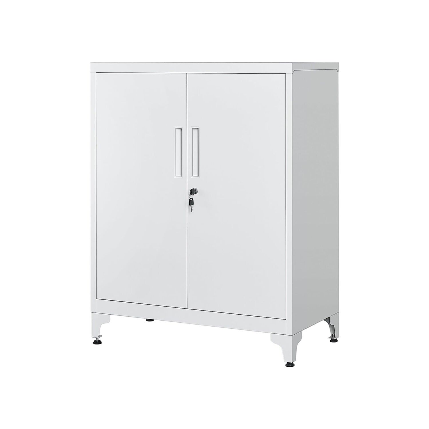 Steel filing cabinet with 2 lockable doors, gray, 40 x 80 x 90 cm