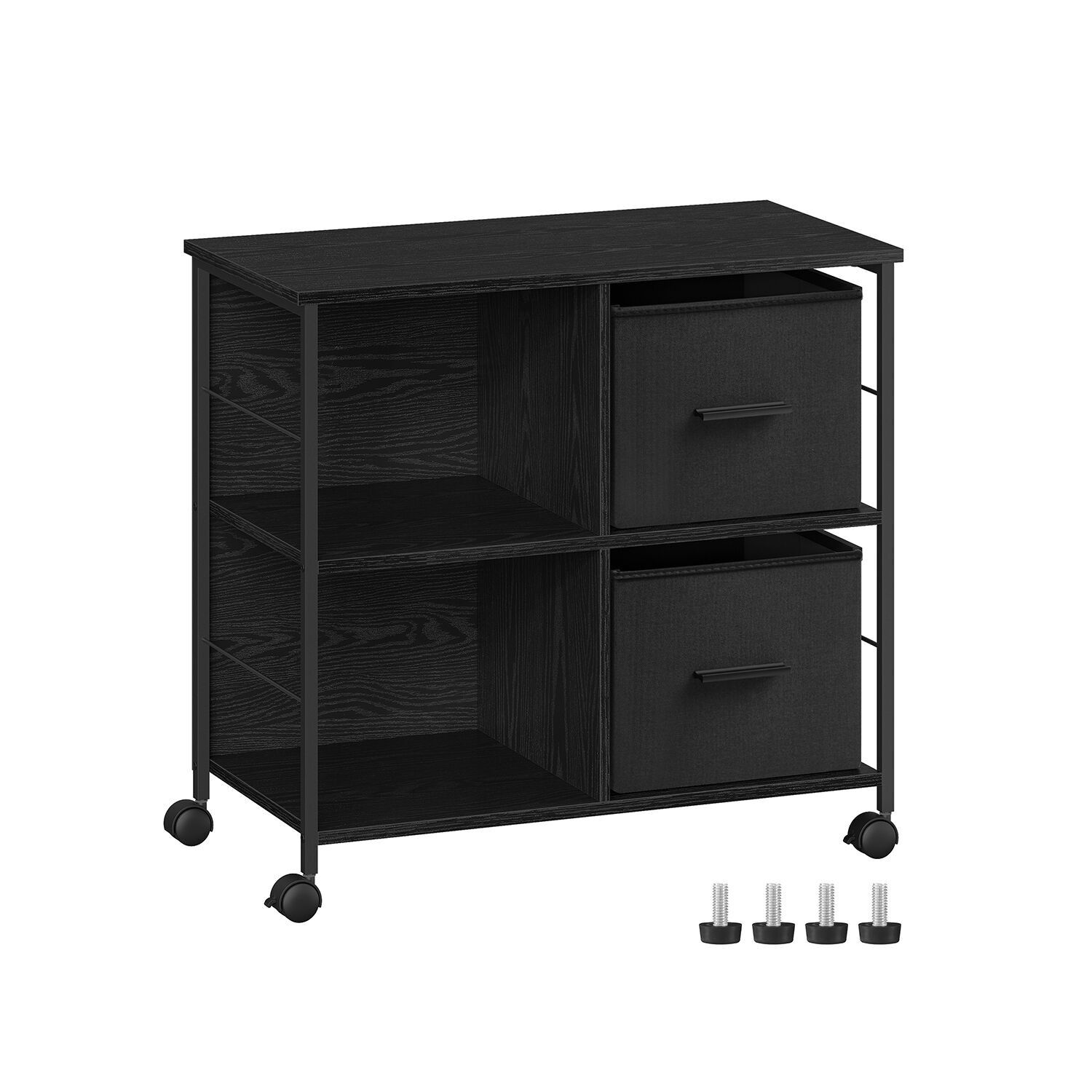 Office cabinet with 2 fabric drawers, ebony black, 37.5 x 73.5 x 69 cm