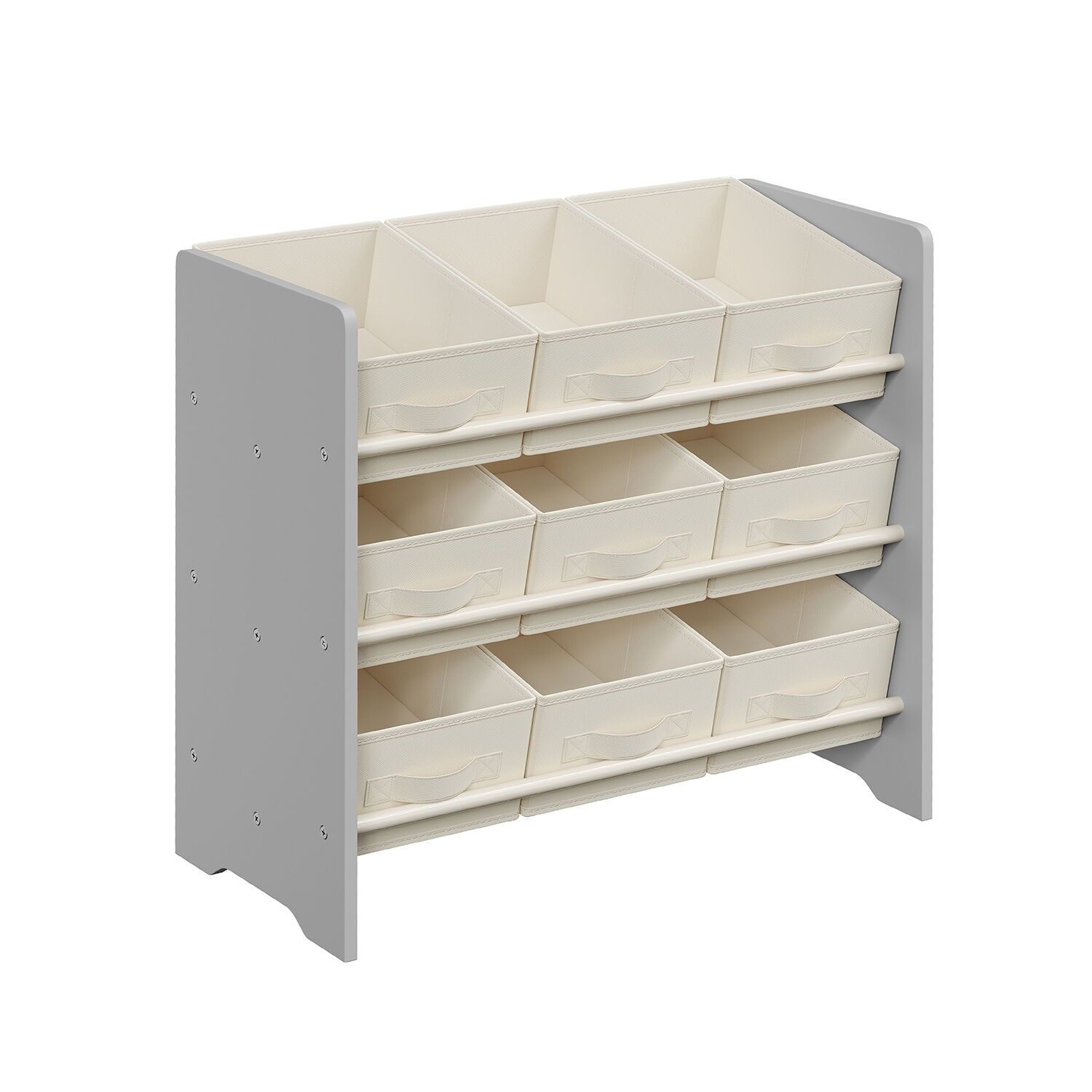 Children's shelf with 9 storage compartments made of non-woven fabric, dove grey, 29.5 x 62.5 x 60 cm
