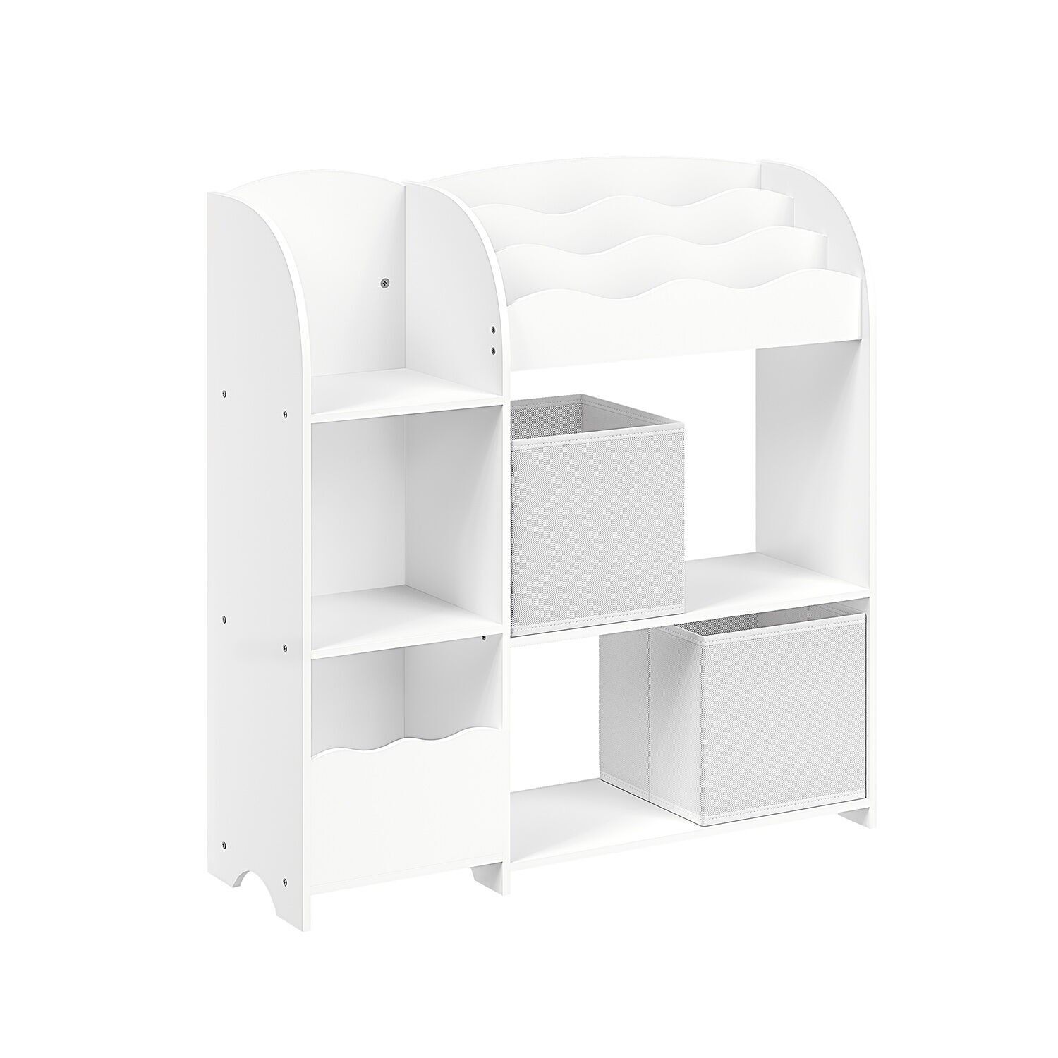 Children's shelf with 2 compartments for toys and books, cloud white, 30 x 93 x 100 cm