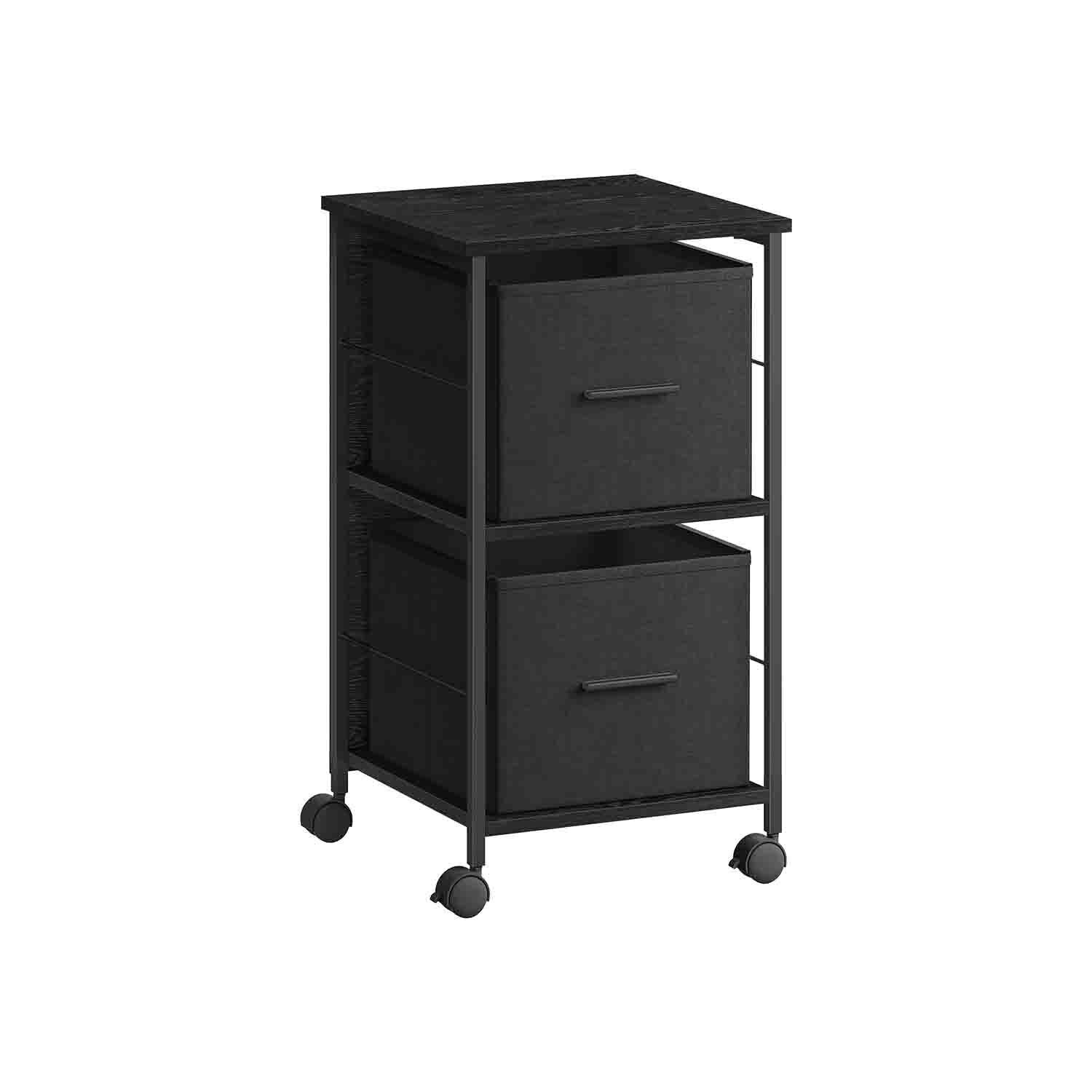 Filing cabinet with 2 drawers, ebony black-ink black, 37.5 x 38.5 x 68.7 cm