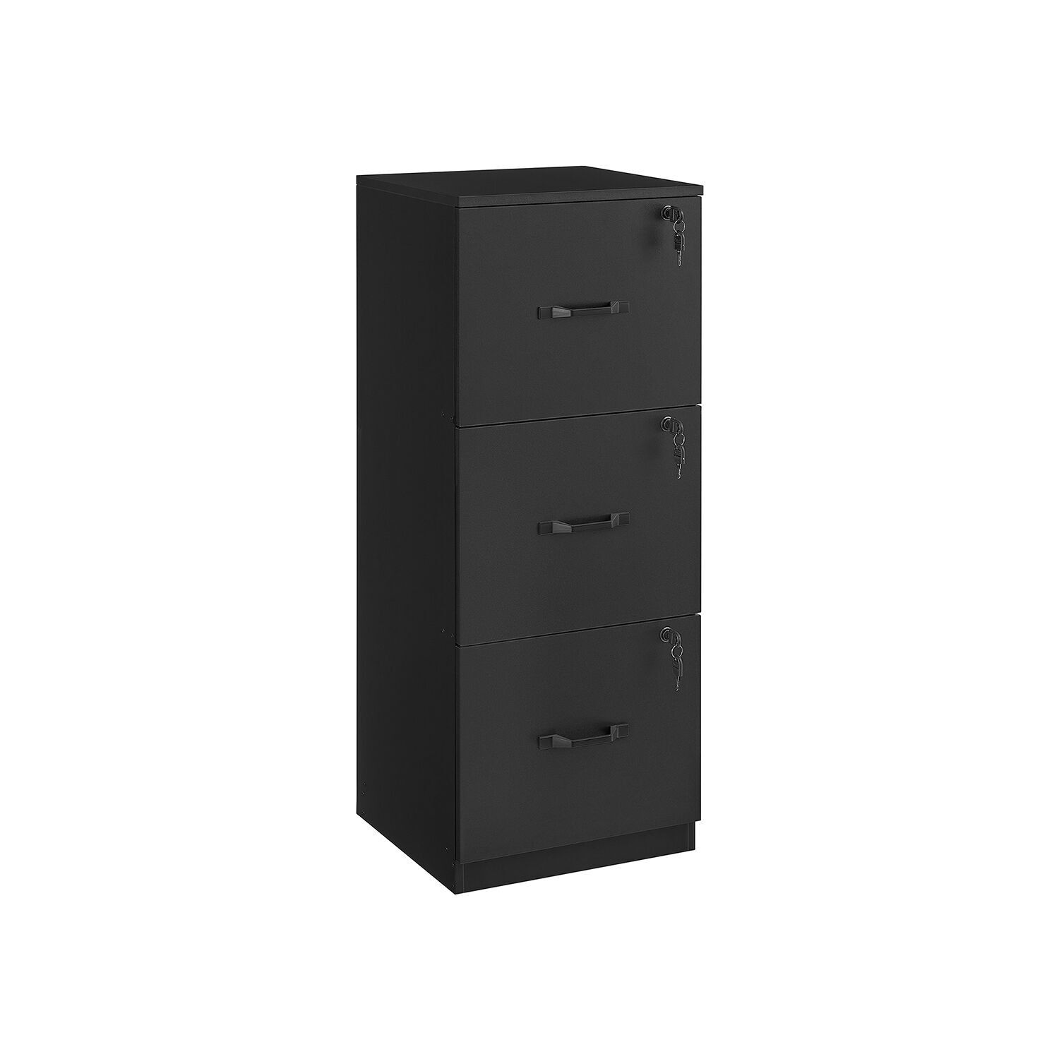 Filing cabinet with 3 lockable drawers in ink black, 40 x 41 x 103 cm