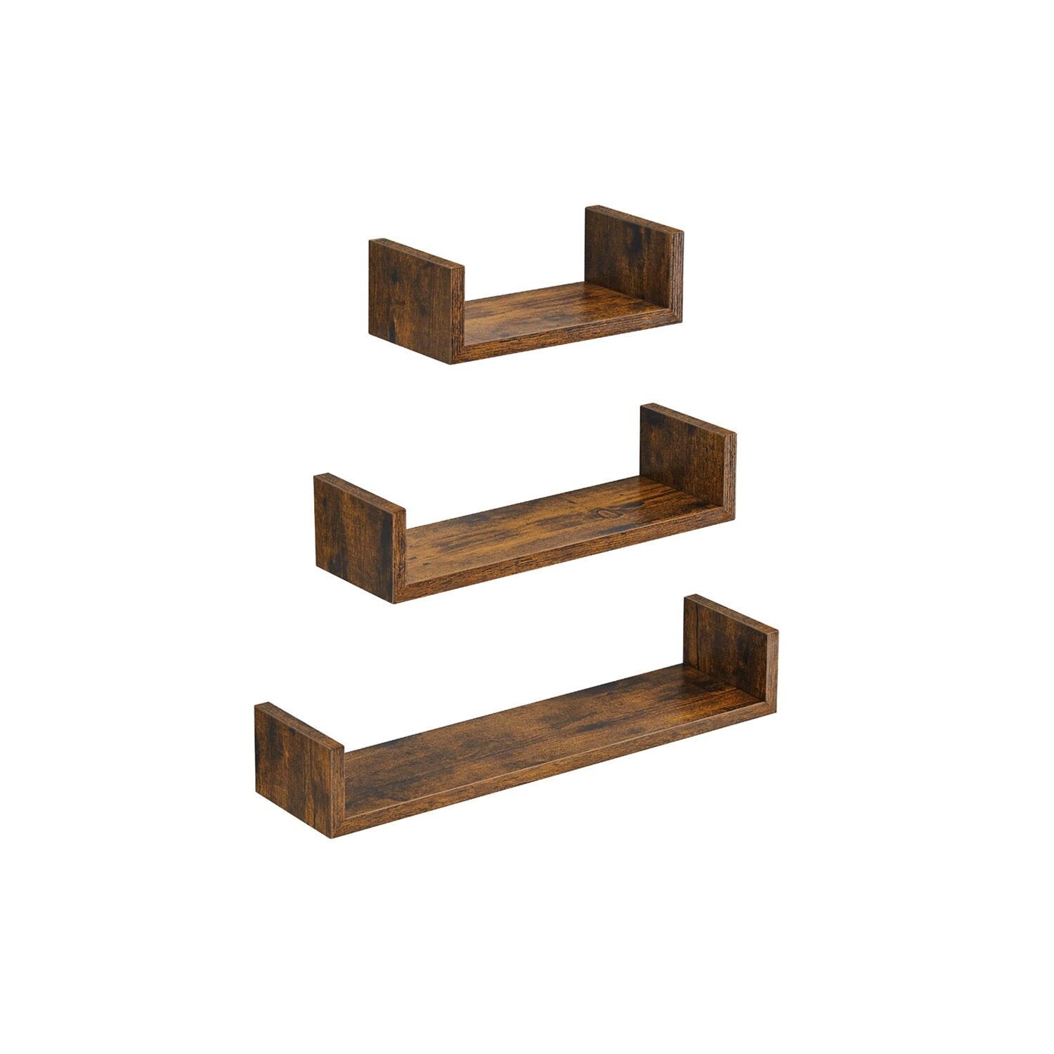 Wall shelf set of 3 30/45/60 cm for wall mounting