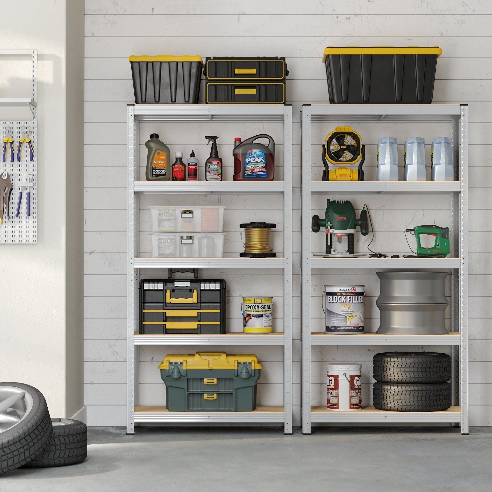 Sturdy shelf set of 2, storage shelves, 40 x 90 x 180 cm