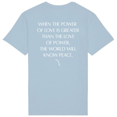 T-shirt con stampa sul retro Power Of Love - Celeste