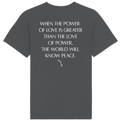 T-shirt con stampa sul retro Power Of Love - Grigio antracite