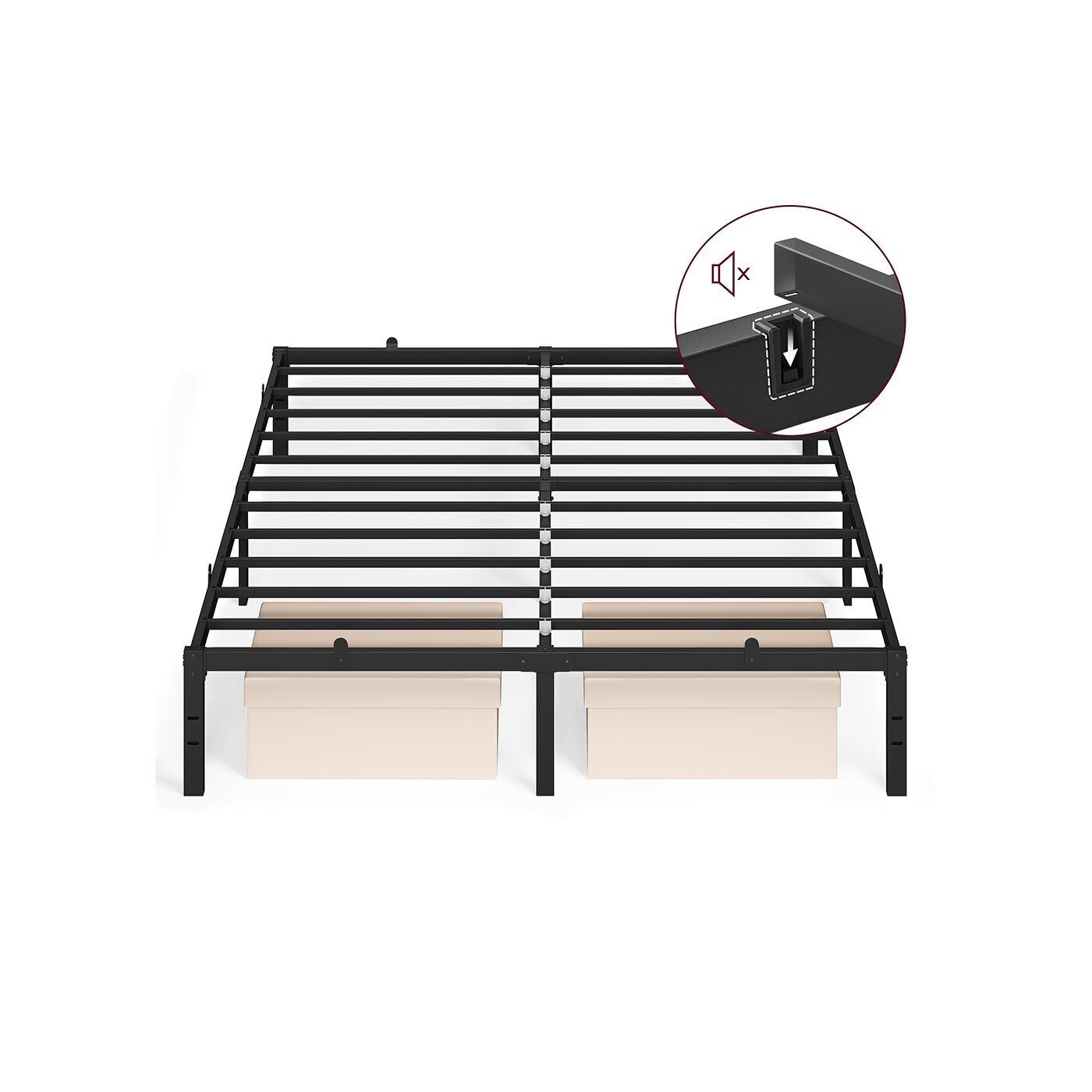 Metal double bed frame 160 x 200 cm modern ink black