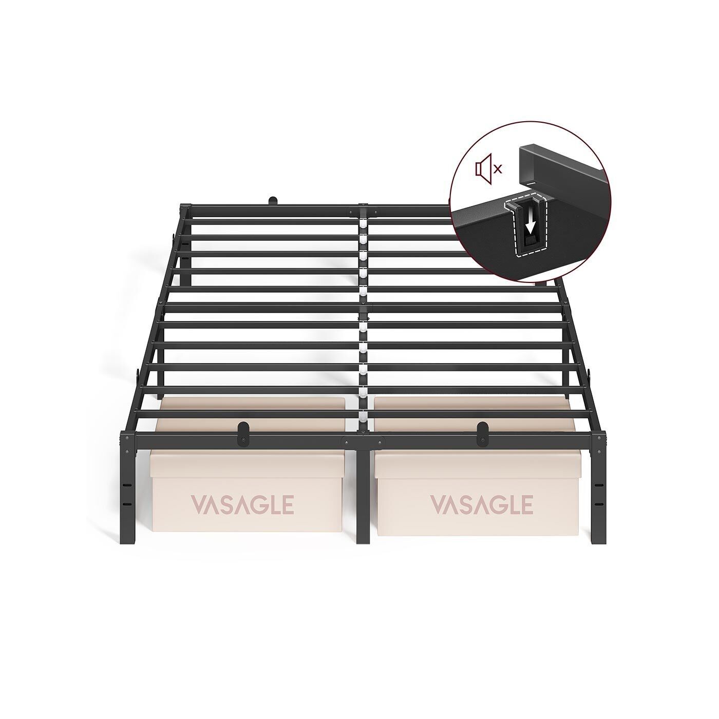 Metal double bed frame 140 x 200 cm modern ink black