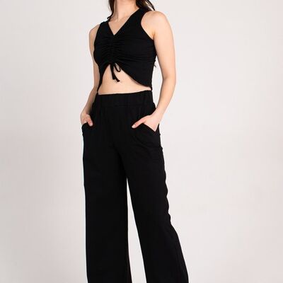 Organic Wide Leg Trousers - Black