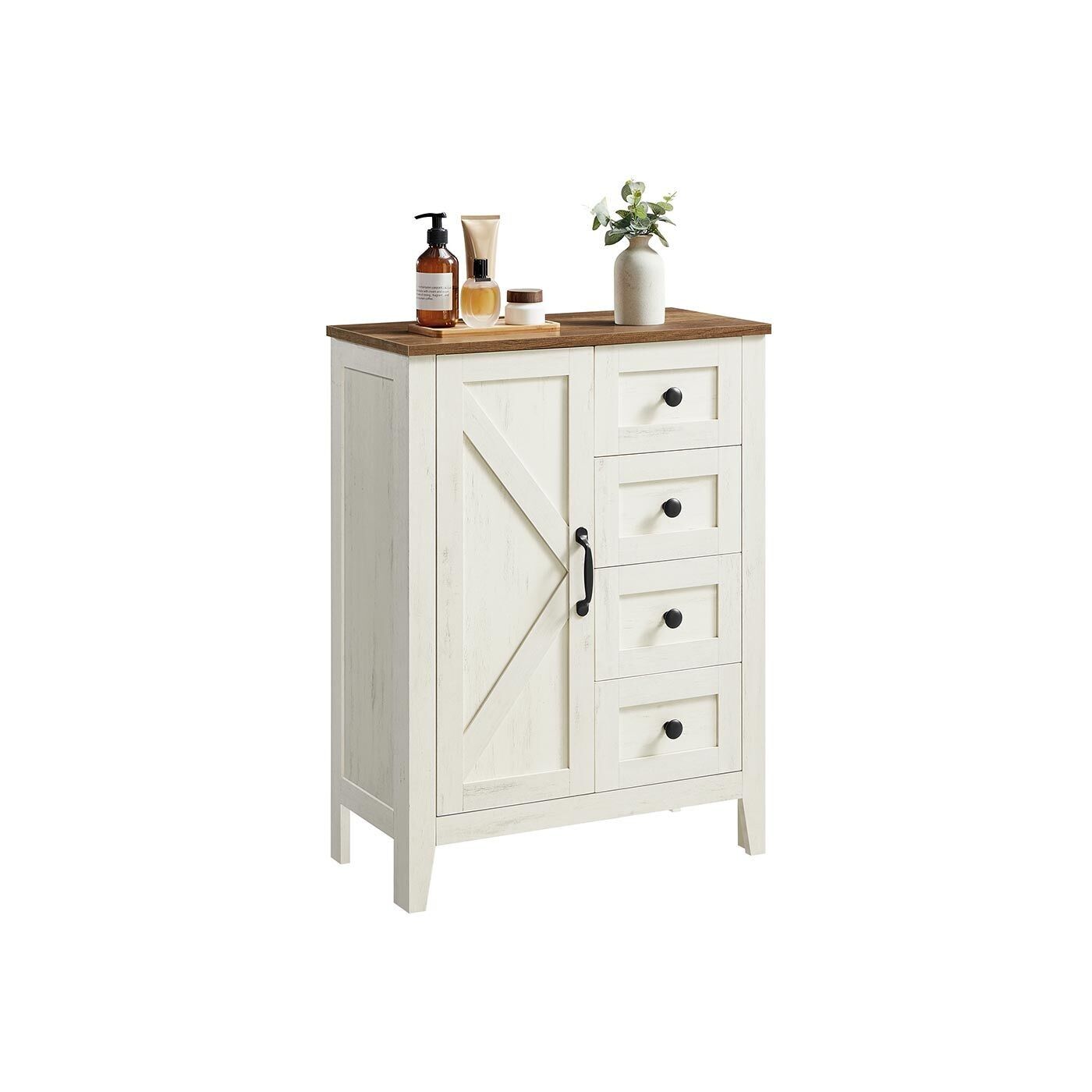 Country-style bathroom furniture with drawers and adjustable shelves, 30 x 60 x 80 cm