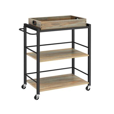 Carrello di servizio con gambe regolabili e ruote, 65 x 40 x 86 cm