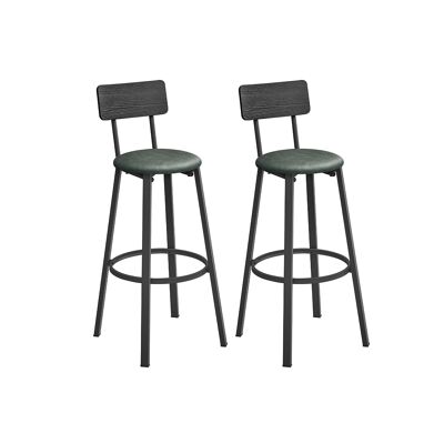 Lot de 2 tabourets de bar avec repose-pieds, vert Forêt-Noire classique, 39 x 39 x 100 cm